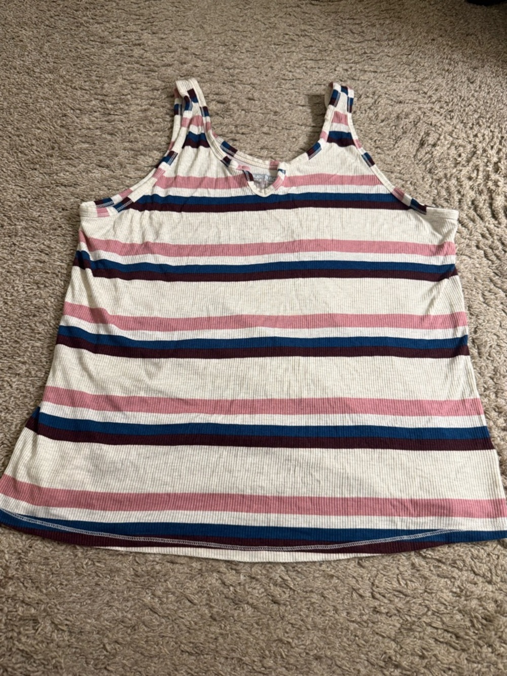 torrid cream striped Super Soft Rib Notch Front Lounge Tank Top - size 1